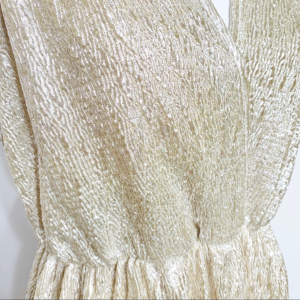 SOLD-Lulu’s Metallic Champagne Maxi Dress - Picture 5 of 8